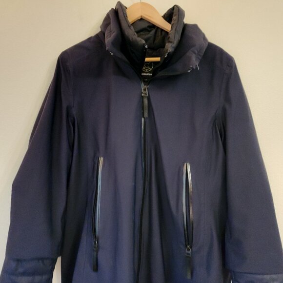 Creenstone Coats Navy Blue Raincoat 9000 Women Sz 44/14 US Double Zip Outdoor - Picture 9 of 16